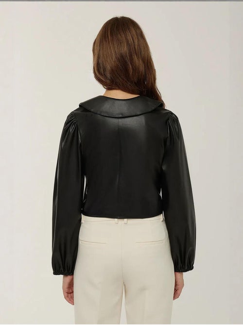 Blusa de manga larga de piel sintética con lazo hiccup - Kiabi