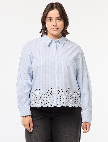 Blusa de manga larga de rayas con bordados