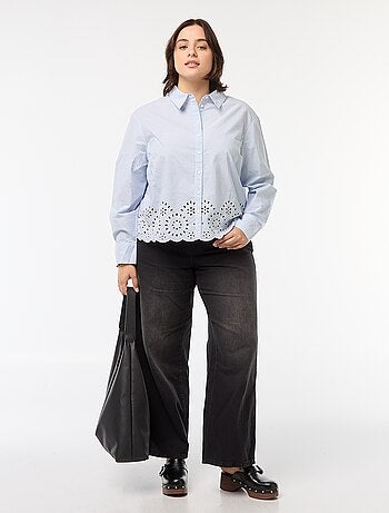 Blusa de manga larga de rayas con bordados