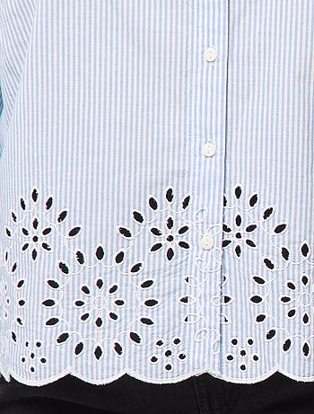 Blusa de manga larga de rayas con bordados