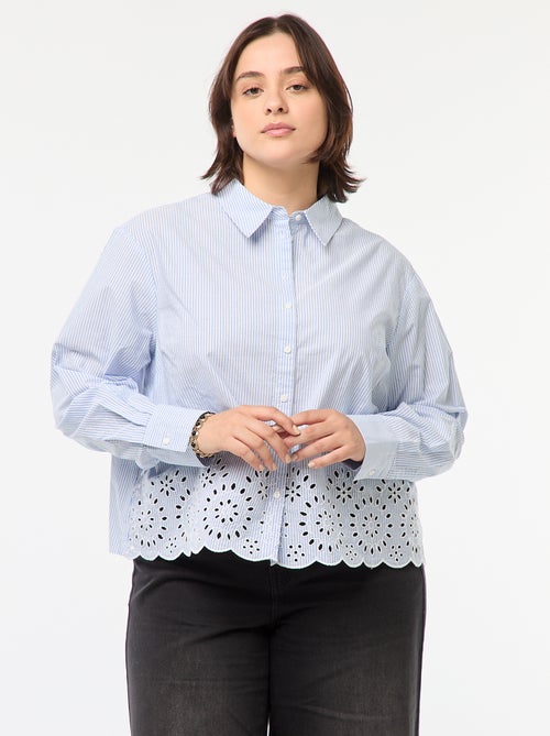 Blusa de manga larga de rayas con bordados - Kiabi