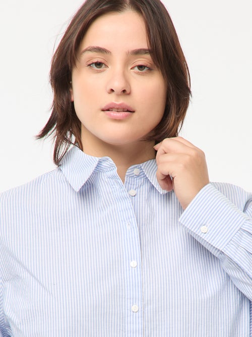 Blusa de manga larga de rayas con bordados - Kiabi