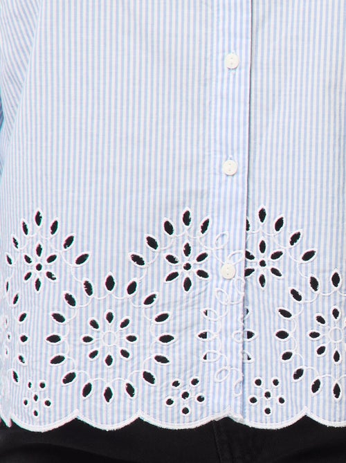 Blusa de manga larga de rayas con bordados - Kiabi