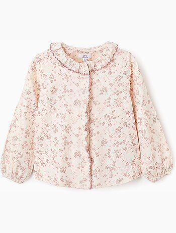 Blusa de manga larga floral con volantes