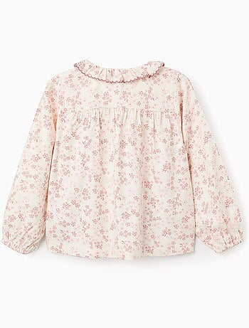 Blusa de manga larga floral con volantes