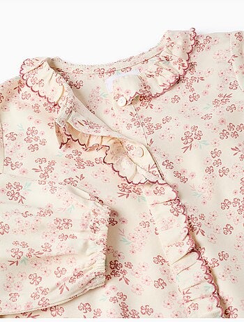 Blusa de manga larga floral con volantes