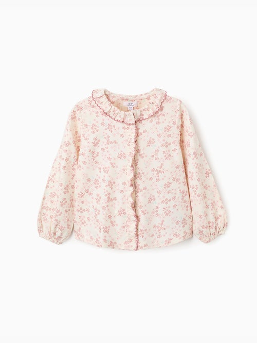 Blusa de manga larga floral con volantes - Kiabi