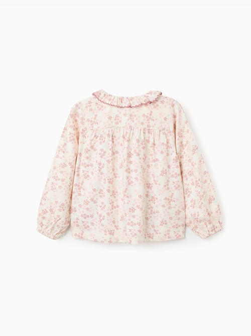 Blusa de manga larga floral con volantes - Kiabi