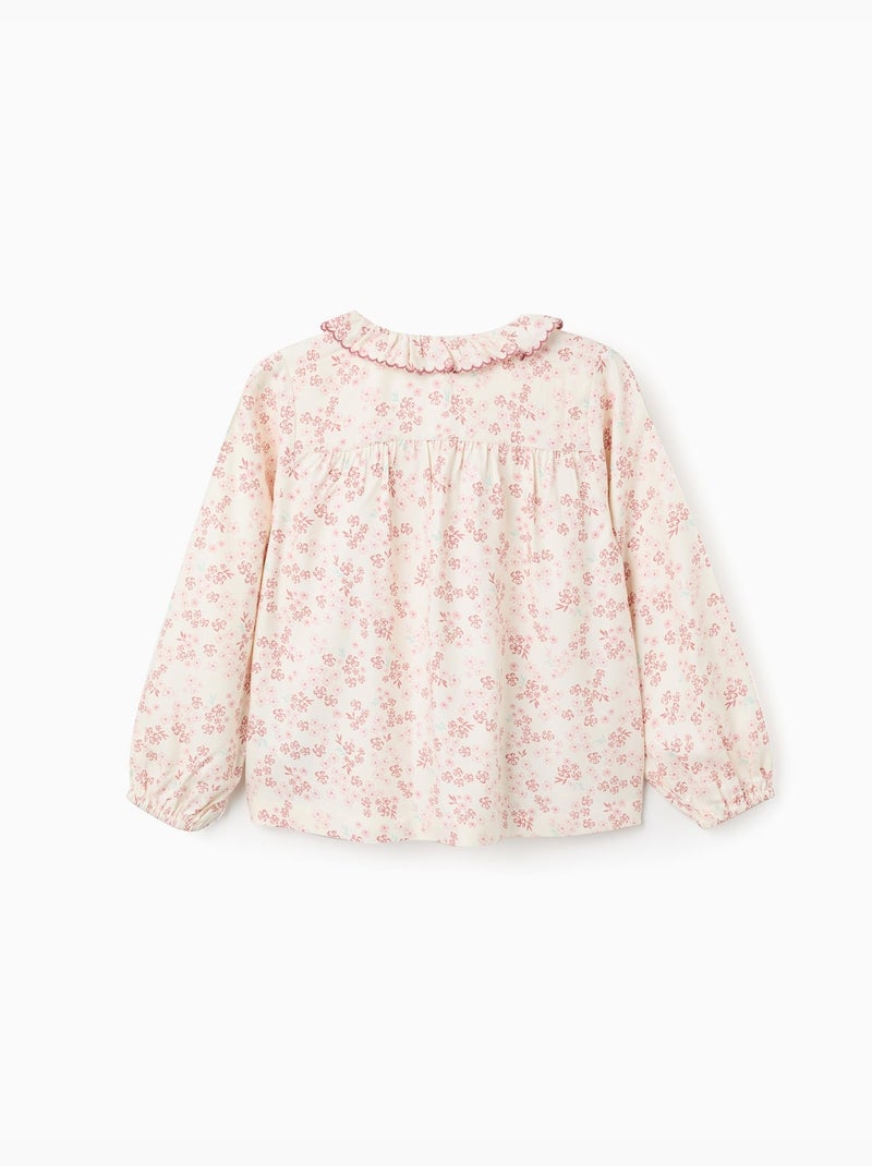 Blusa de manga larga floral con volantes Blanco - Kiabi