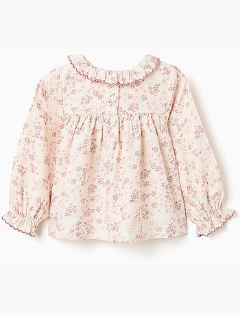 Blusa de manga larga floral con volantes