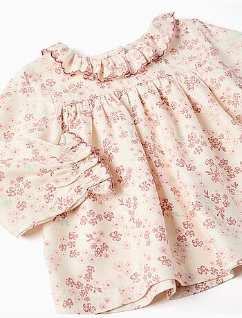 Blusa de manga larga floral con volantes