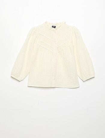 Blusa de manga larga y cuello fantasía