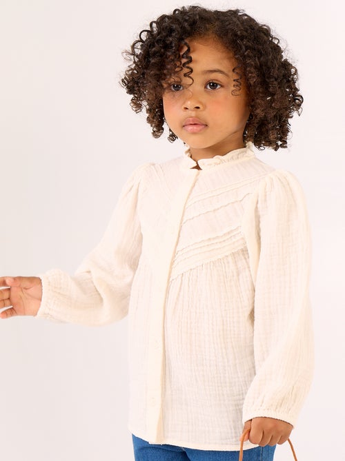 Blusa de manga larga y cuello fantasía - Kiabi