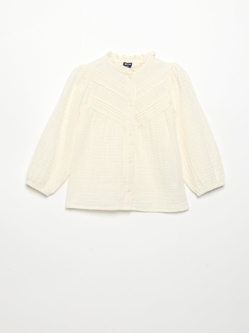 Blusa de manga larga y cuello fantasía - Kiabi