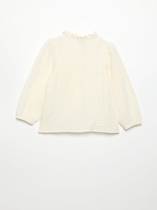 Blusa de manga larga y cuello fantasía - Kiabi
