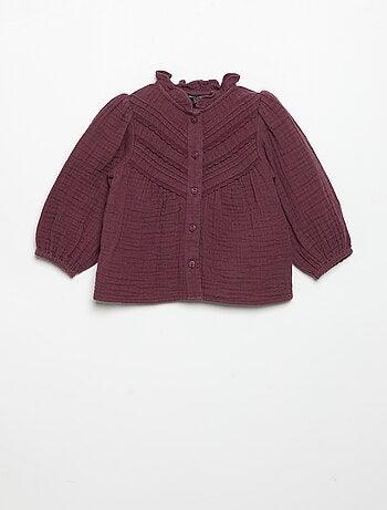 Blusa de manga larga y cuello fantasía
