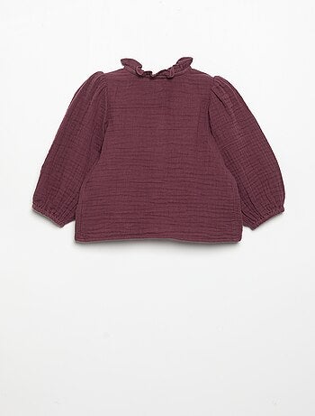 Blusa de manga larga y cuello fantasía