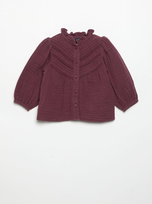 Blusa de manga larga y cuello fantasía - Kiabi