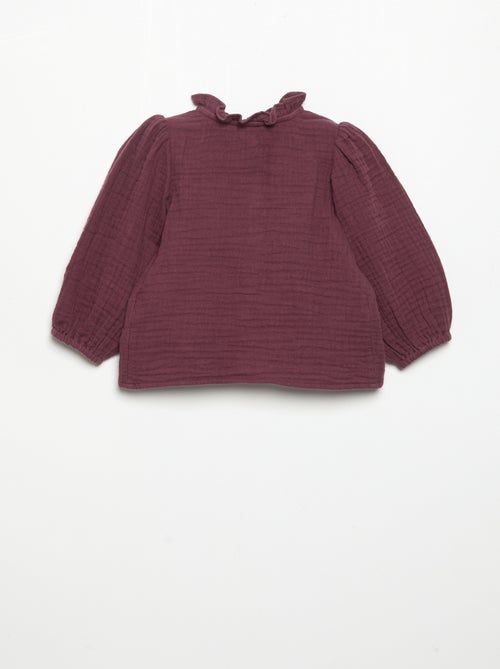 Blusa de manga larga y cuello fantasía - Kiabi