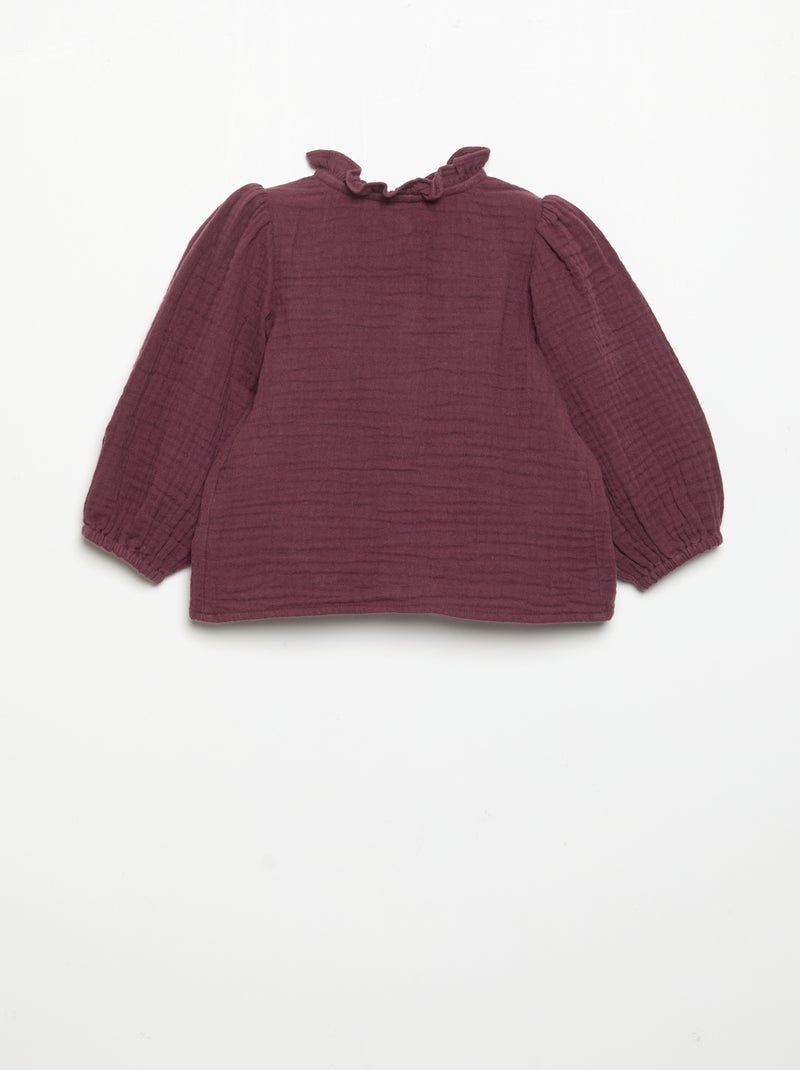 Blusa de manga larga y cuello fantasía Purpura - Kiabi