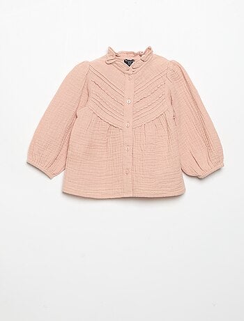 Blusa de manga larga y cuello fantasía