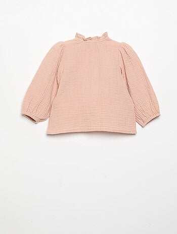 Blusa de manga larga y cuello fantasía