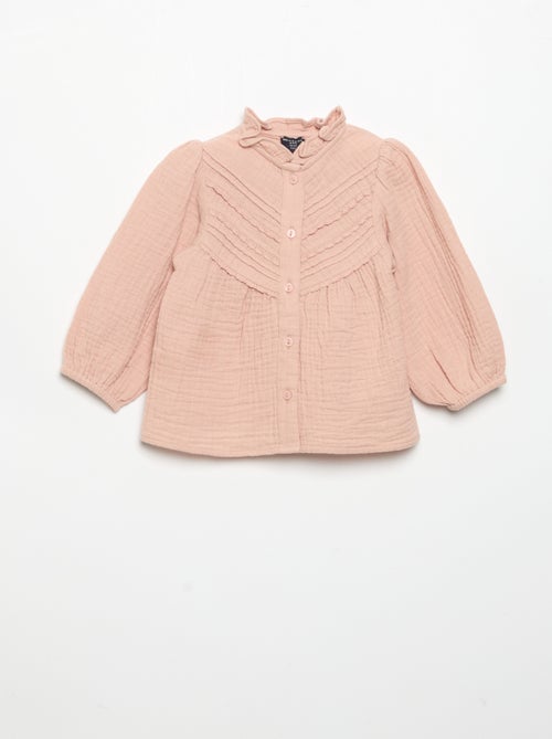 Blusa de manga larga y cuello fantasía - Kiabi