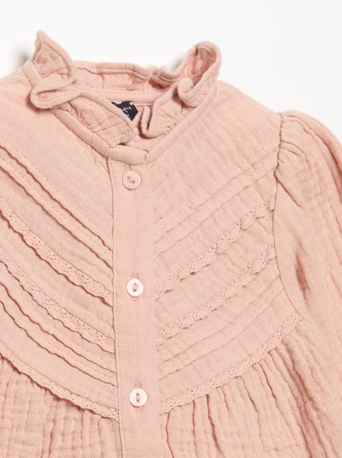 Blusa de manga larga y cuello fantasía - Kiabi
