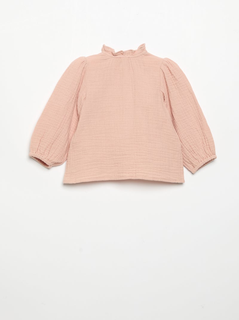Blusa de manga larga y cuello fantasía Rosa - Kiabi
