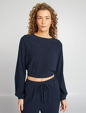Blusa de manga larga y cuello redondo con estampado