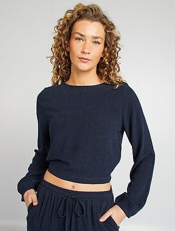 Blusa de manga larga y cuello redondo con estampado