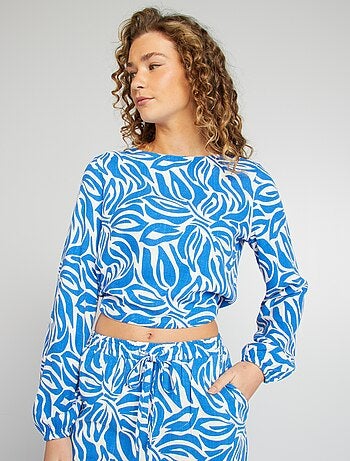 Blusa de manga larga y cuello redondo con estampado