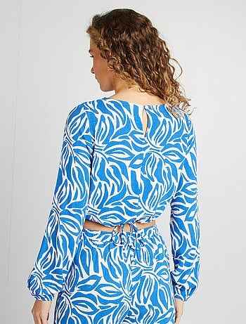 Blusa de manga larga y cuello redondo con estampado
