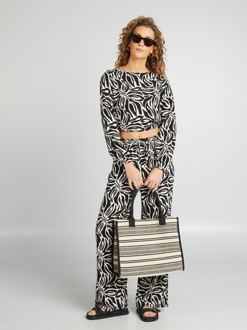 Blusa de manga larga y cuello redondo con estampado - Kiabi