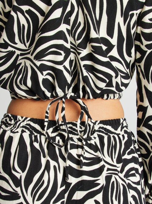 Blusa de manga larga y cuello redondo con estampado - Kiabi