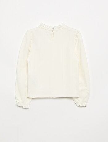 Blusa de mangas largas con cuello con volantes