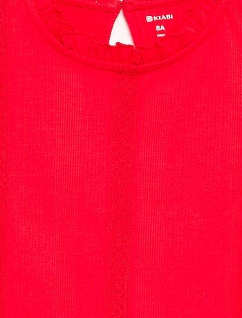Blusa de mangas largas con cuello con volantes