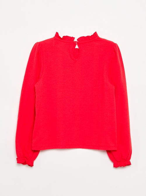 Blusa de mangas largas con cuello con volantes - Kiabi Blusa de mangas largas con cuello con volantes - Kiabi