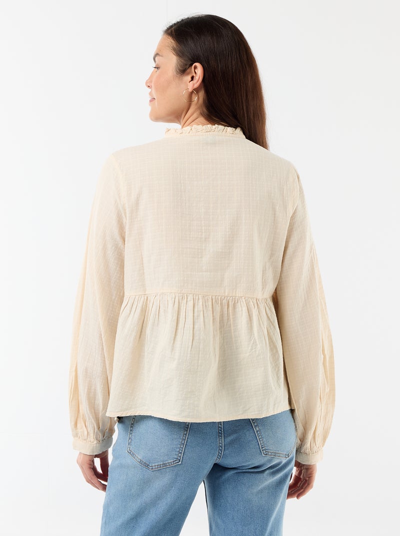 Blusa de maternidad bordada de gasa de algodón Blanco - Kiabi