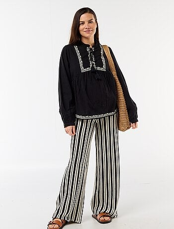 Blusa de maternidad bordada de gasa de algodón