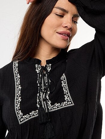 Blusa de maternidad bordada de gasa de algodón