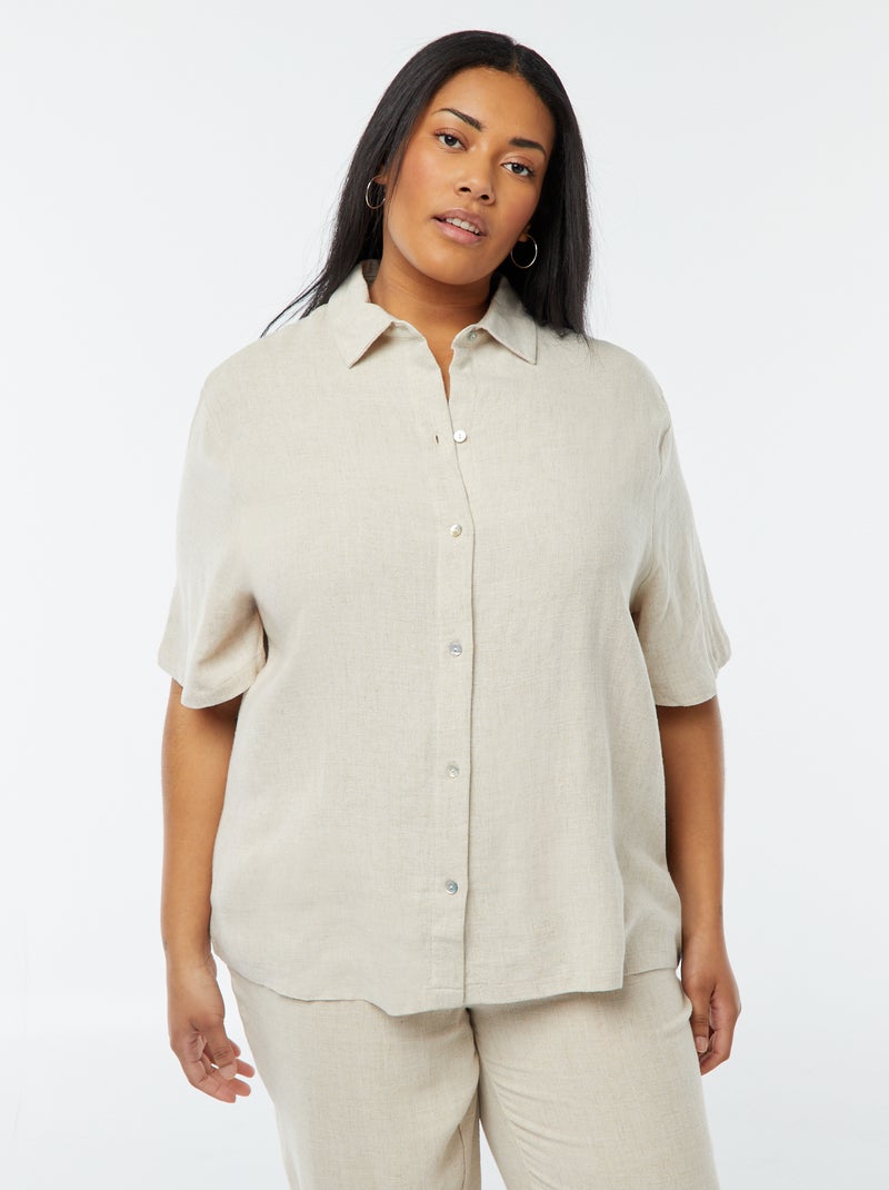 Blusa de mezcla de lino Blanco - Kiabi