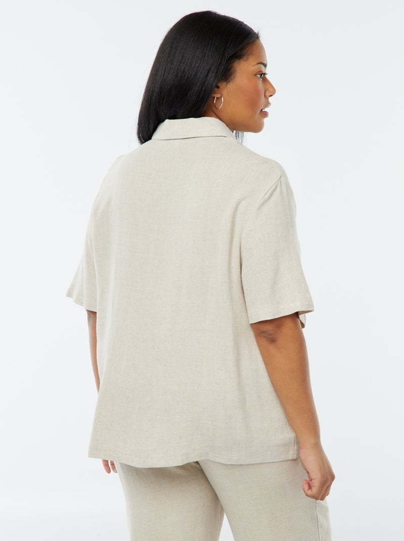 Blusa de mezcla de lino Blanco - Kiabi