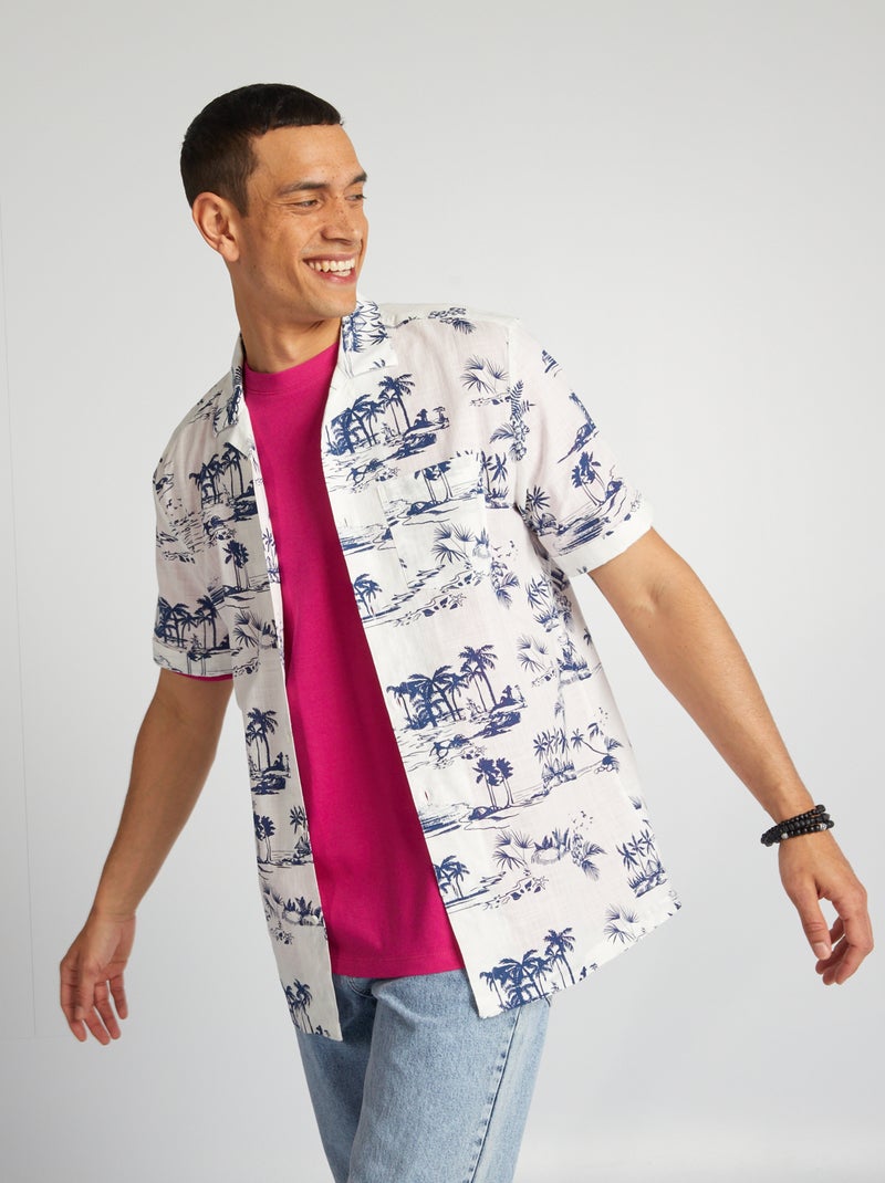 Blusa de mezcla de lino estampada BLANCO - Kiabi