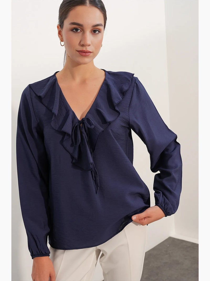 Blusa de mujer de mezcla de viscosa bdart Azul marino - Kiabi
