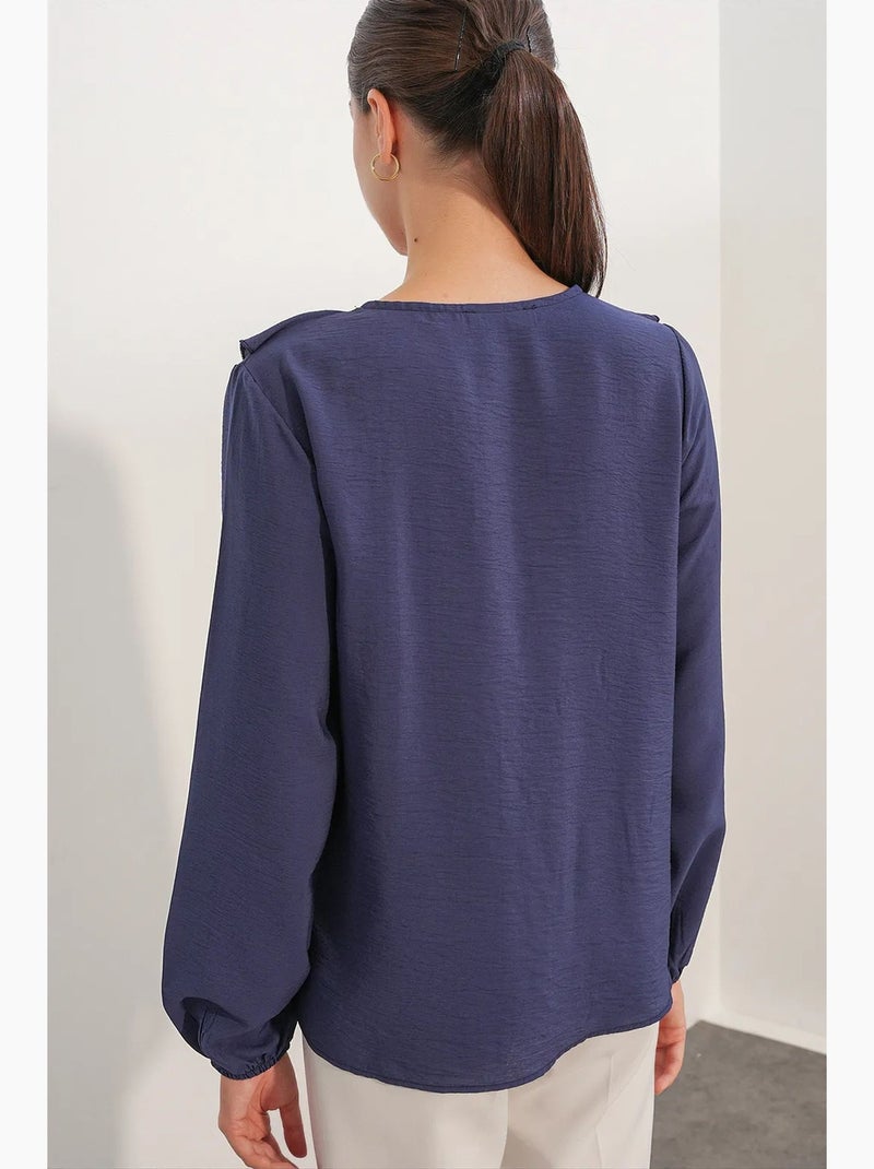 Blusa de mujer de mezcla de viscosa bdart Azul marino - Kiabi
