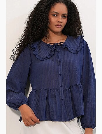 Blusa de mujer de mezcla de viscosa con cuello bebé bdart