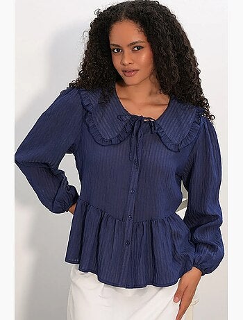 Blusa de mujer de mezcla de viscosa con cuello bebé bdart