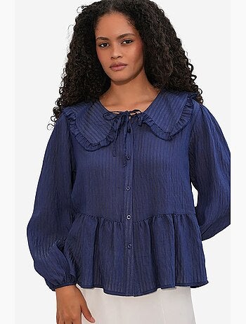 Blusa de mujer de mezcla de viscosa con cuello bebé bdart
