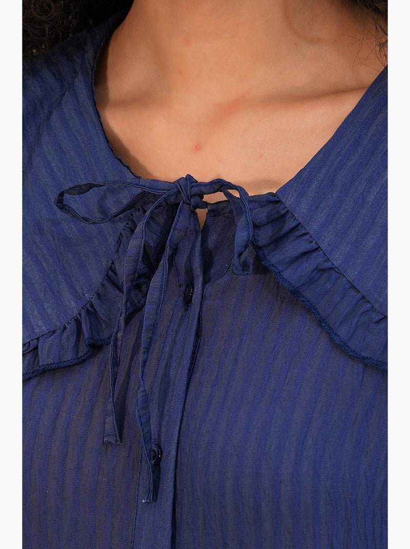 Blusa de mujer de mezcla de viscosa con cuello bebé bdart Azul marino - Kiabi